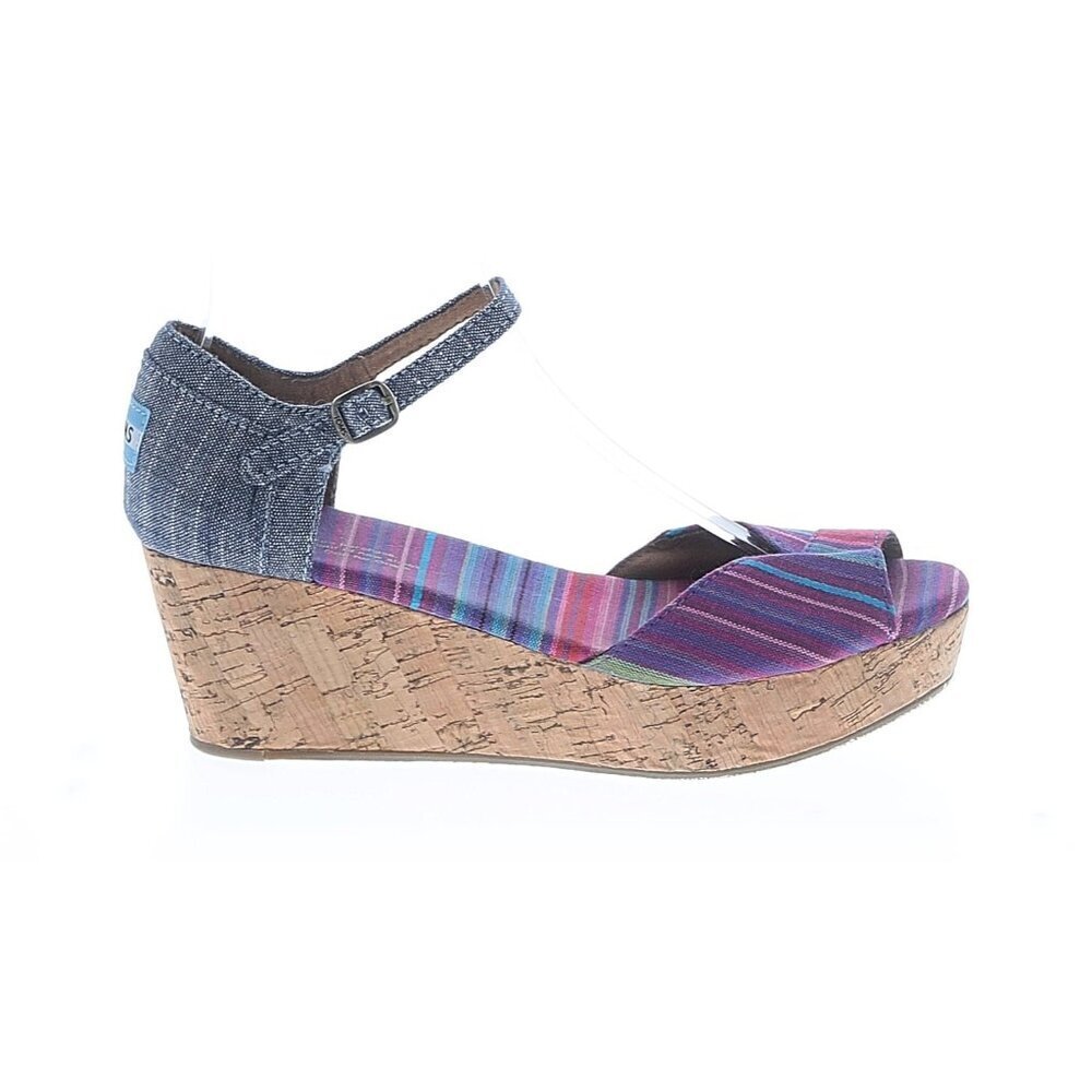 TOMS Women's Multicolor Striped Wedge Sandals Size 8